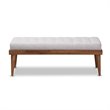 Baxton Studio Linus Mid-Century Upholstered Tufted Wood bench in Light Gray