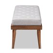 Baxton Studio Linus Mid-Century Upholstered Tufted Wood bench in Light Gray