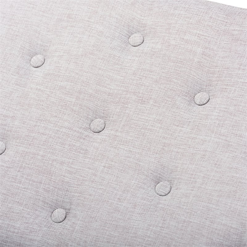 Baxton Studio Linus Mid-Century Upholstered Tufted Wood bench in Light Gray