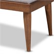 Baxton Studio Linus Mid-Century Upholstered Tufted Wood bench in Light Gray