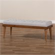 Baxton Studio Linus Mid-Century Upholstered Tufted Wood bench in Light Gray