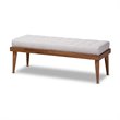 Baxton Studio Linus Mid-Century Upholstered Tufted Wood bench in Light Gray