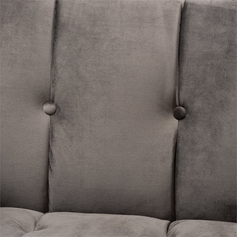 Baxton Studio Ambra Velvet Fabric with Gold Finish Accent Chair in Gray