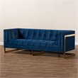 Baxton Studio Ambra Modern Velvet and Gold Finish Sofa in Royal Blue