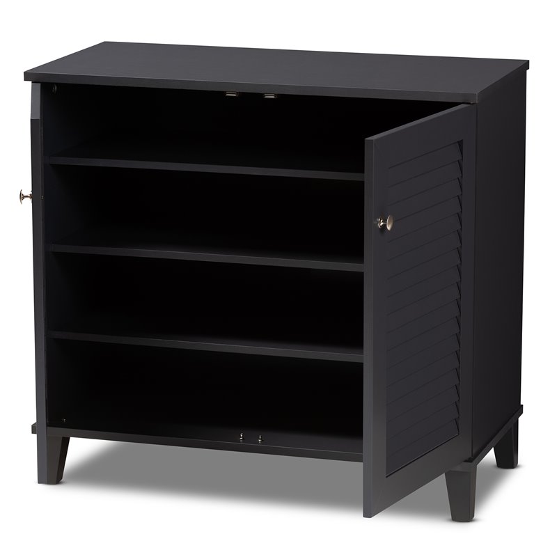 Baxton Studio Coolidge Contemporary Wood 4-Shelf Shoe Cabinet in Dark Gray