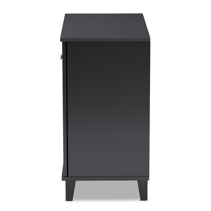 Baxton Studio Coolidge Contemporary Wood 4-Shelf Shoe Cabinet in Dark Gray