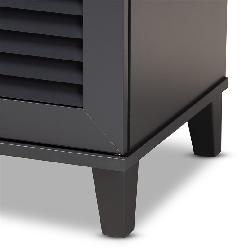 Baxton Studio Coolidge Contemporary Wood 4-Shelf Shoe Cabinet in Dark Gray