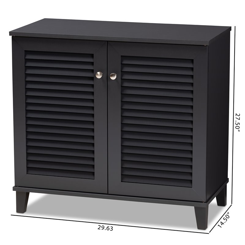 Baxton Studio Coolidge Contemporary Wood 4-Shelf Shoe Cabinet in Dark Gray