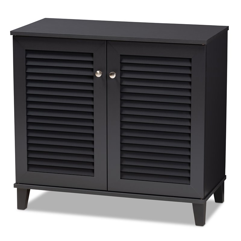 Baxton Studio Coolidge Contemporary Wood 4-Shelf Shoe Cabinet in Dark Gray