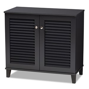 Baxton Studio Coolidge Contemporary Wood 4-Shelf Shoe Cabinet in Dark Gray