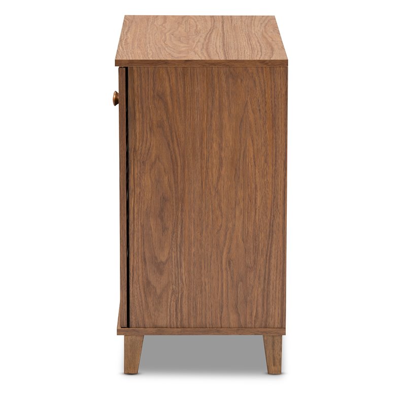 Baxton Studio Coolidge Contemporary Wood 4-Shelf Shoe Cabinet in Walnut Brown