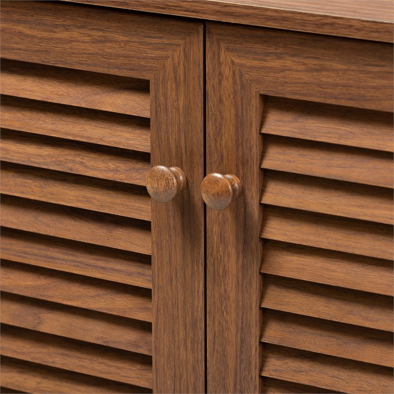 Baxton Studio Coolidge Contemporary Wood 4-Shelf Shoe Cabinet in Walnut Brown