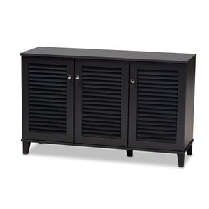 Baxton Studio Coolidge Contemporary Wood 8-Shelf Shoe Cabinet in Dark Gray