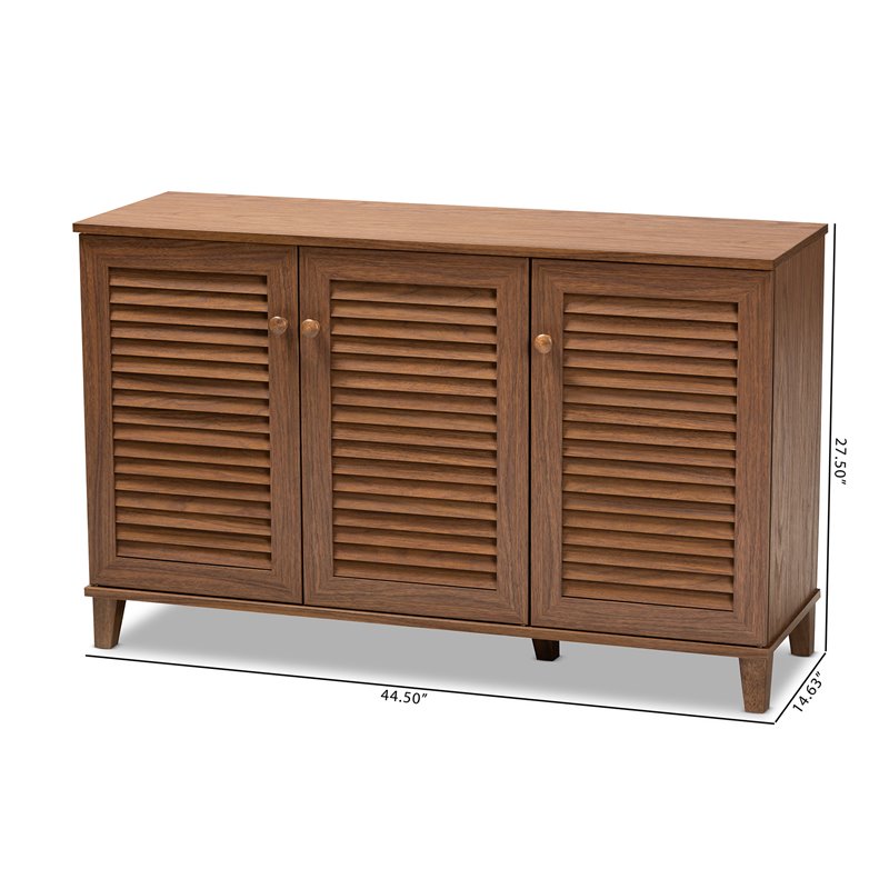 Baxton Studio Coolidge Contemporary Wood 8-Shelf Shoe Cabinet in Walnut Brown