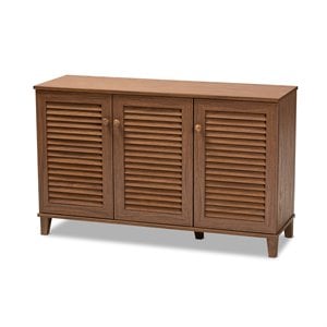 Baxton Studio Coolidge Contemporary Wood 8-Shelf Shoe Cabinet in Walnut Brown