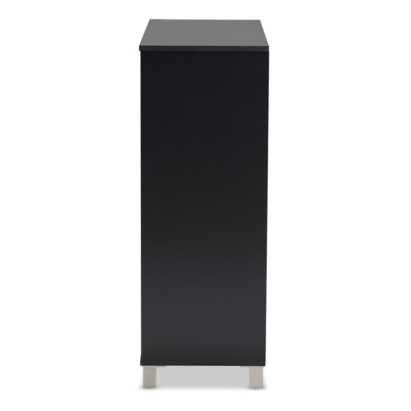 Baxton Studio Contemporary Shirley 2-Door Wood Shoe Cabinet in Dark Gray