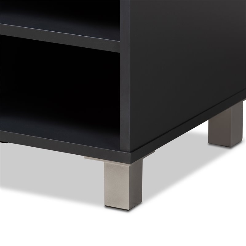 Baxton Studio Contemporary Shirley 2-Door Wood Shoe Cabinet in Dark Gray