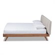Baxton Studio Brita Upholstered Platform Queen Bed in Light Beige and Walnut