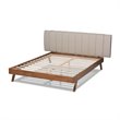 Baxton Studio Brita Upholstered Platform Queen Bed in Light Beige and Walnut