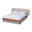 Baxton Studio Brita Upholstered Platform Queen Bed in Light Beige and Walnut