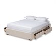 Baxton Studio Leni 4-Drawer Storage King Bed in Beige