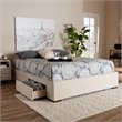 Baxton Studio Leni 4-Drawer Storage King Bed in Beige