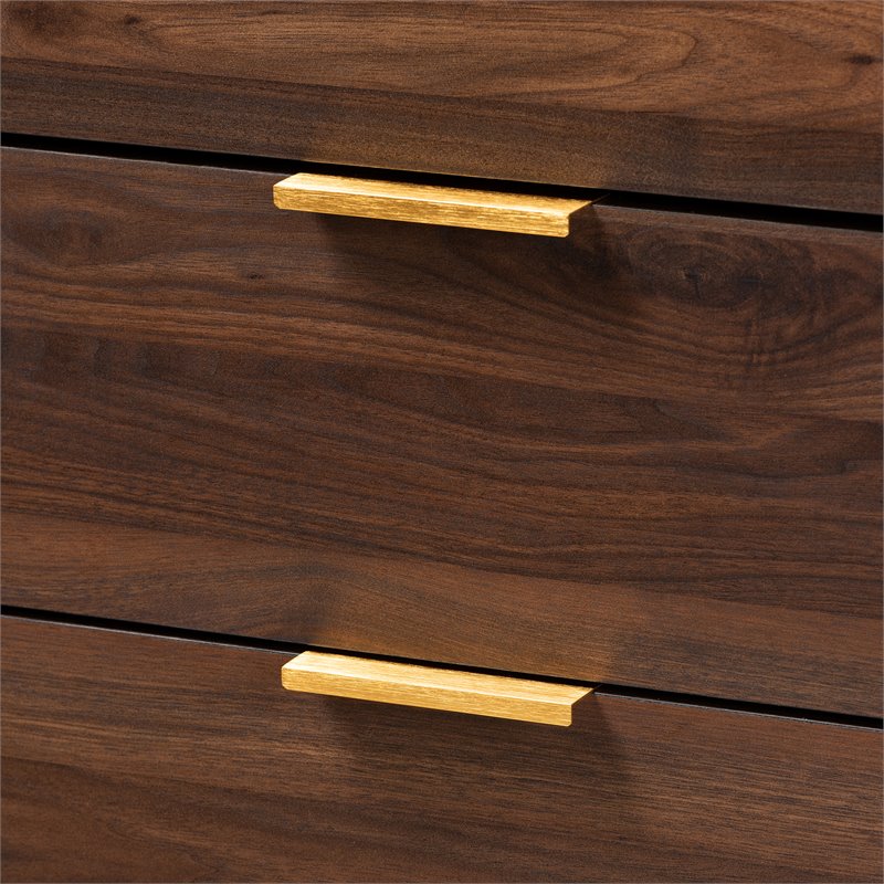 Baxton Studio Lena Walnut Brown Finished 5-Drawer Wood Chest