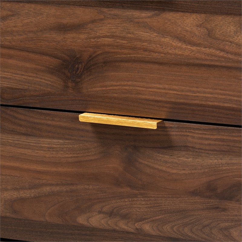 Baxton Studio Lena Mid-Century 6-Drawer Wood Dresser in Walnut and Brown