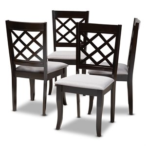 Baxton Studio Verner Wood Dining Chair in Gray and Espresso - Set of 4