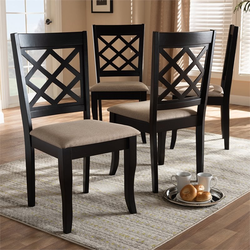 Baxton Studio Verner Wood Dining Chair in Sand and Espresso - Set of 4