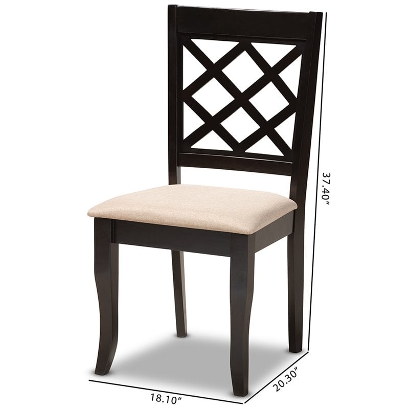 Baxton Studio Verner Wood Dining Chair in Sand and Espresso - Set of 4
