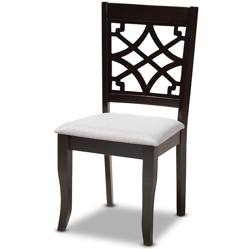 Baxton Studio Mael Wood Dining Chair in Gray and Espresso - Set of 4