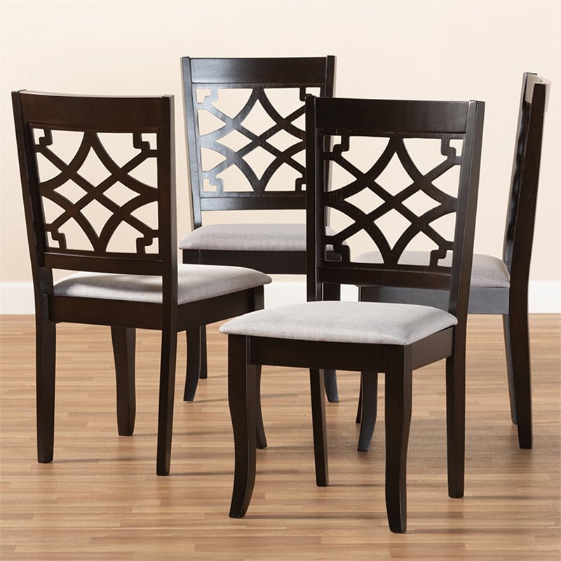 Baxton Studio Mael Wood Dining Chair in Gray and Espresso - Set of 4