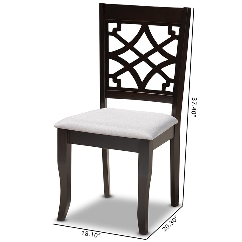 Baxton Studio Mael Wood Dining Chair in Gray and Espresso - Set of 4