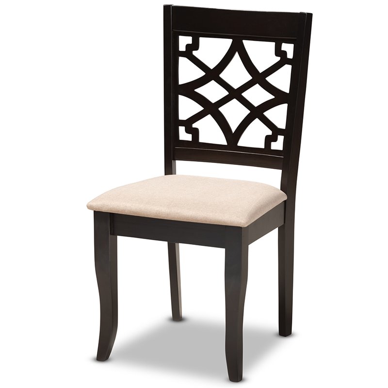 Baxton Studio Mael Wood Dining Chair in Sand and Espresso (Set of 4)