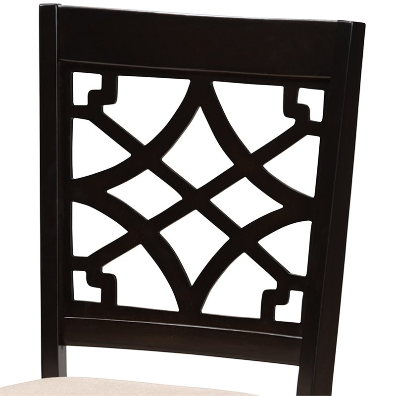 Baxton Studio Mael Wood Dining Chair in Sand and Espresso (Set of 4)