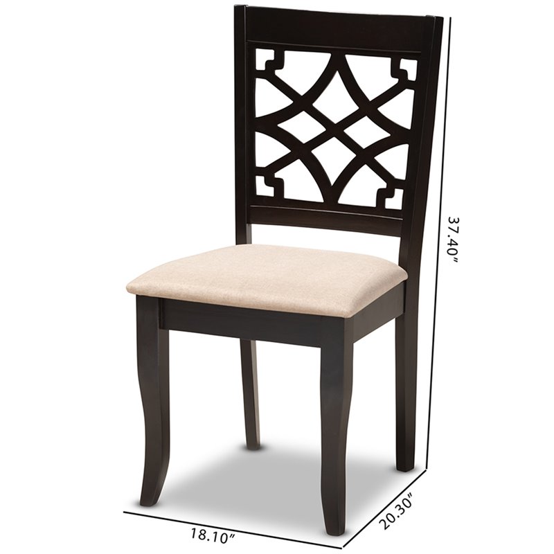 Baxton Studio Mael Wood Dining Chair in Sand and Espresso (Set of 4)