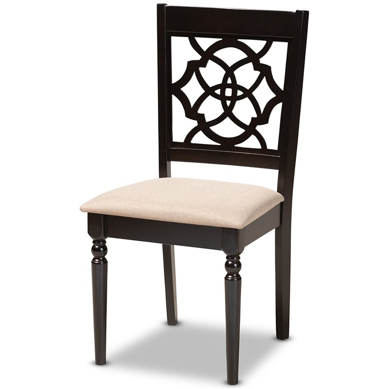 Baxton Studio Renaud Wood Dining Chair in Sand and Espresso - Set of 4