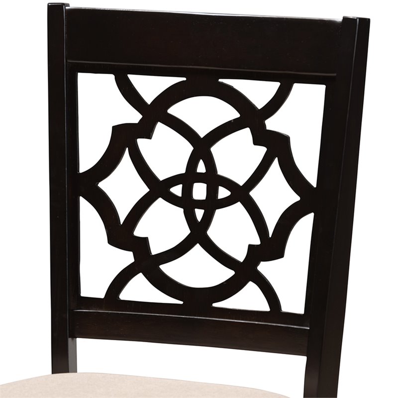Baxton Studio Renaud Wood Dining Chair in Sand and Espresso - Set of 4
