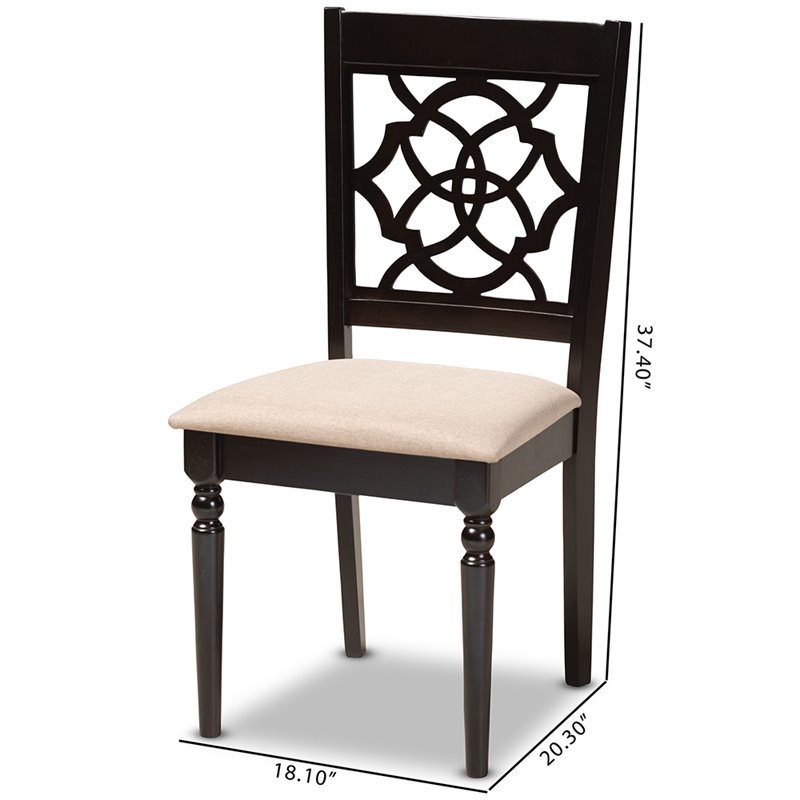 Baxton Studio Renaud Wood Dining Chair in Sand and Espresso - Set of 4