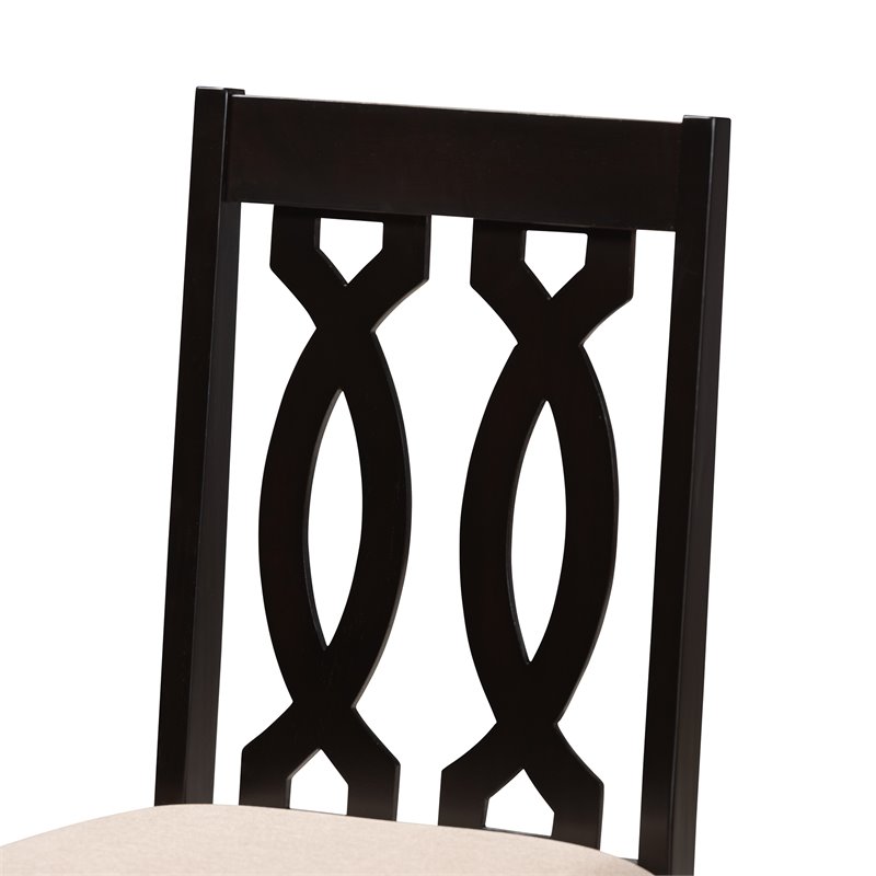 Baxton Studio Cherese 5-Piece Wood Upholstered Dining Set in Sand and Espresso