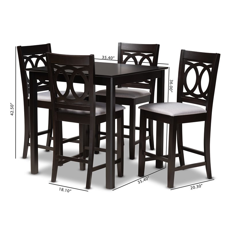 Baxton Studio Contemporary Lenoir 5-Piece Wood Pub Set in Gray and Espresso