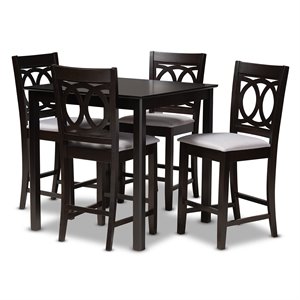 Baxton Studio Contemporary Lenoir 5-Piece Wood Pub Set in Gray and Espresso