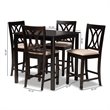 Baxton Studio Contemporary Reneau 5-Piece Wood Pub Set in Sand and Espresso