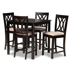 Baxton Studio Contemporary Reneau 5-Piece Wood Pub Set in Sand and Espresso