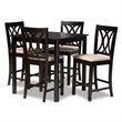 Baxton Studio Contemporary Reneau 5-Piece Wood Pub Set in Sand and Espresso
