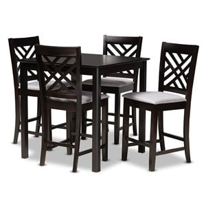 Baxton Studio Contemporary Caron 5-Piece Wood Pub Set in Gray and Espresso