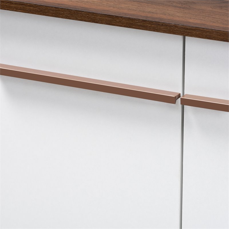 Baxton Studio Mid-Century Mette Wood Shoe Cabinet in White and Walnut