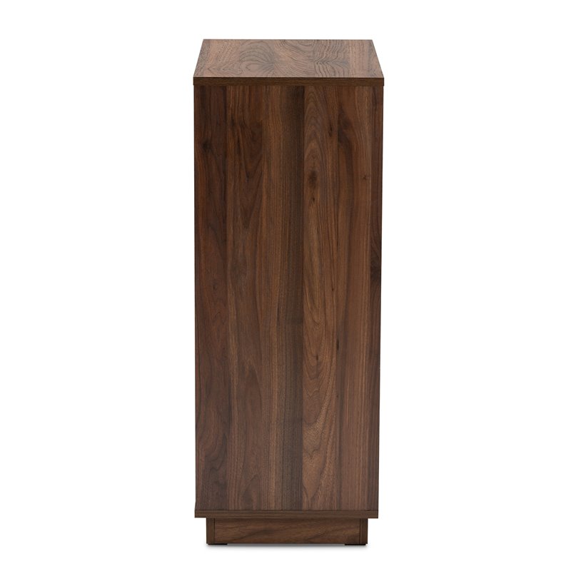Baxton Studio Mid-Century Mette Wood Shoe Cabinet in White and Walnut