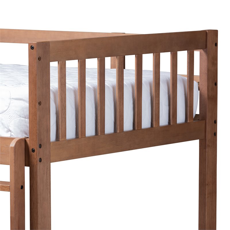 Baxton Studio Jude  and  Walnut Brown Finished Wood Twin Size Bunk Bed